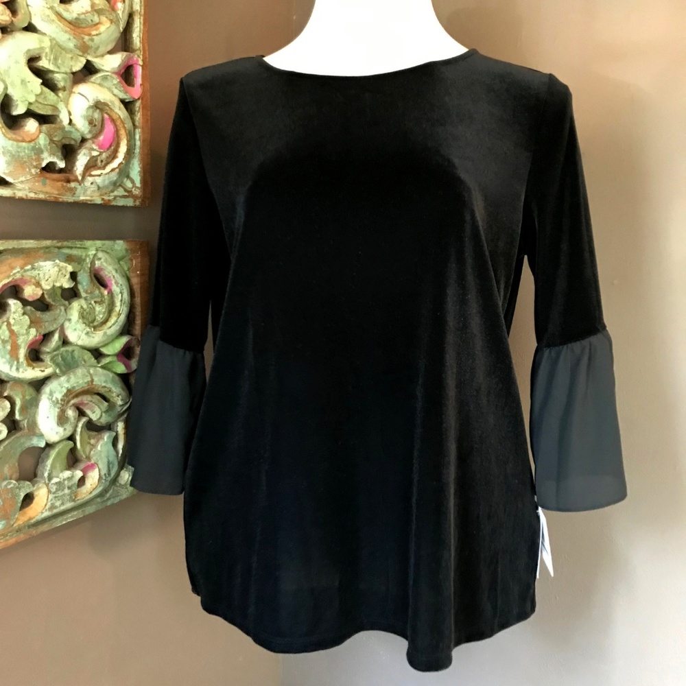 ELLEN TRACY Black Velvet Top - NWT